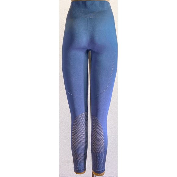 NWOT Joy Lab Seamless Blue High Waisted Lace Detail Ribbed Activewear Leggings M - Picture 3 of 7
